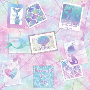 Mermaid Rainbow Pastel Postcards Wallpaper