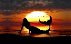 Mermaid Sunset Silhouette Wallpaper