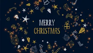 Merry Christmas Background With Gold Stars And Stars Wallpaper