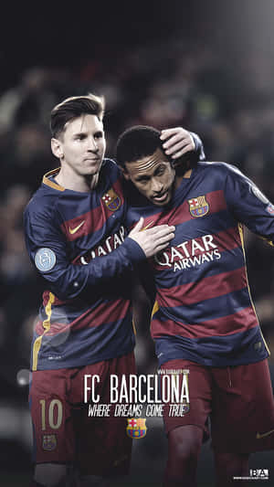 Messi And Neymar Celebrate Success For Fc Barcelona Wallpaper