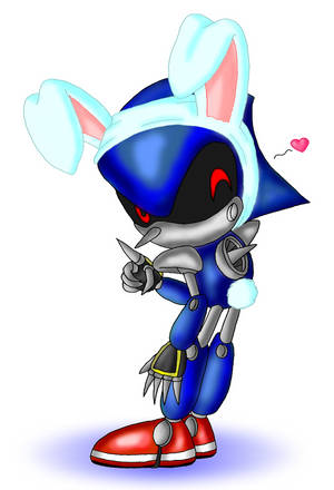 Metal Sonic And Cute Bunny Gaming Action Wallpaper