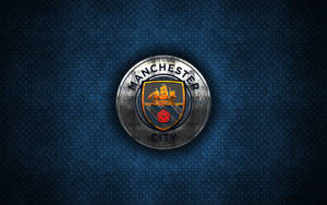 Metallic Blue Manchester City Logo Wallpaper
