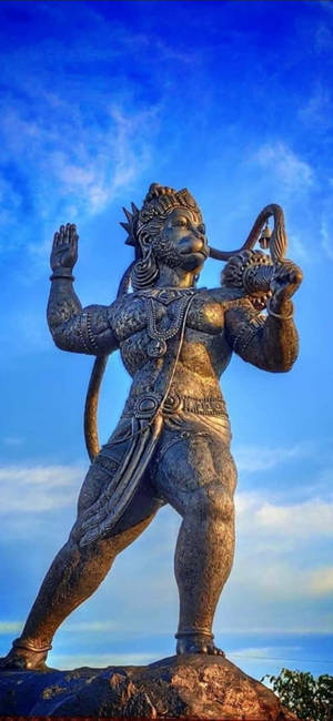 Metallic God Hanuman Statue Wallpaper