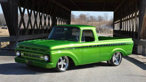 Metallic Green Old Ford Truck Wallpaper