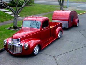 Metallic Red Old Ford Truck Wallpaper