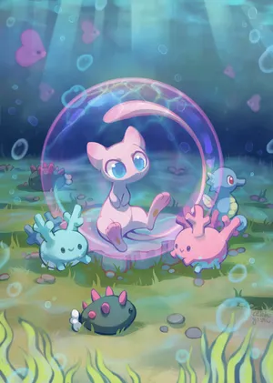 Mew Under Sea Fanart Wallpaper
