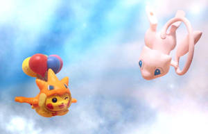 Mew With Pikachu In Sky Wallpaper