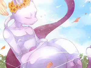 Mewtwo And Flower Crown Wallpaper
