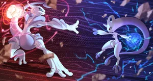 Mewtwo X Vs Mewtwo Y Battle Wallpaper