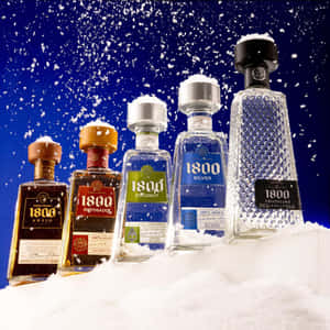 Mexican Brand 1800 Tequila Different Bottles Poster Wallpaper