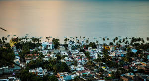 Mexico Buildings Near Ocean Resort Shore Wallpaper