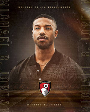 Michael B. Jordan With Afc Bournemouth Logo Wallpaper