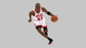 Michael Jordan Elevates To The Rim During A Basketball Game Wallpaper