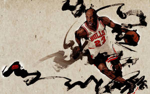 Michael Jordan Ink Art In Action Wallpaper