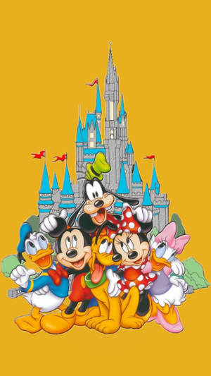 Mickey Mouse And Friends Disneyland Castle Wallpaper