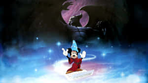 Mickey Sorcerer Fantasia Scene Wallpaper