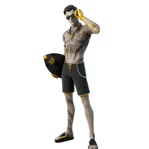 Midas Fortnite Skin Black Shorts With Gold Accents Wallpaper