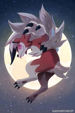 Midnight Lycanroc Hunt Moon Wallpaper