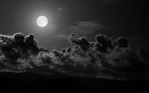Midnight Moon And Clouds Cool Black Wallpaper