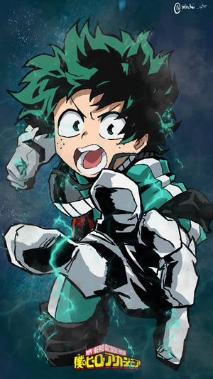 Midoriya With My Hero Academia Logo Wallpaper