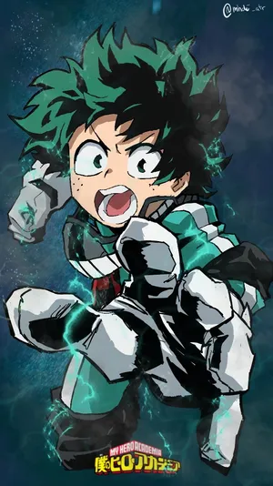 Midoriya With My Hero Academia Logo Wallpaper