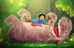Mija And Okja Storybook Art Wallpaper