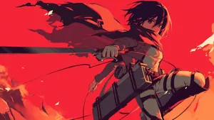 Mikasa Ackerman Season4 Action Pose Wallpaper