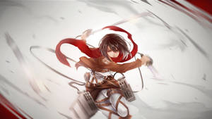 Mikasa Ackerman Swinging Her Swords Wallpaper