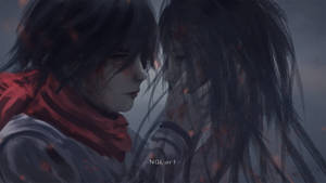 Mikasa And Eren Aesthetic Anime Couple Digital Painting Wallpaper