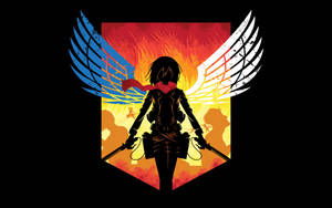 Mikasa Silhouette Attack On Titan Logo Wallpaper