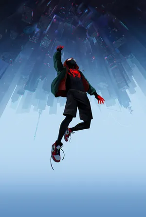 Miles Morales Falling Upside Down Wallpaper