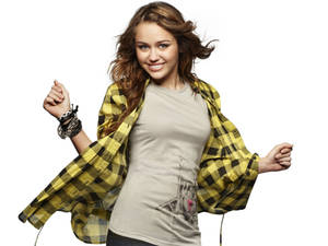 Miley Cyrus In Yellow Flannel Wallpaper