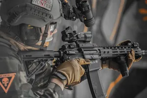 Military Man Aiming Gun Wallpaper