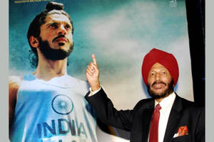 Milkha Singh With Farhan Akhtar Poster Wallpaper