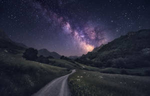 Milky Way Galaxy Narrow Road Wallpaper