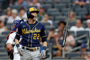 Milwaukee Brewers Player Bat Toss Wallpaper