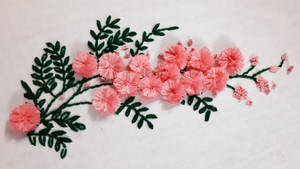 Mimosa Flower Embroidery Stitch Wallpaper