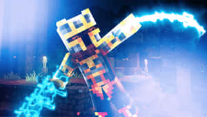 Minecraft_ Character_ With_ Energy_ Sword Wallpaper