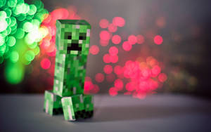Minecraft Creeper With Blurry Lights Wallpaper