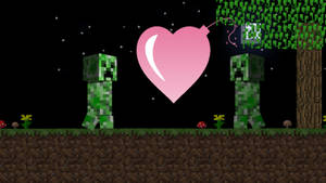 Minecraft Creepers With Pink Heart Wallpaper