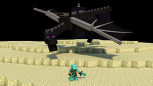 Minecraft Ender Dragon And Swordsman Wallpaper