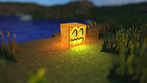 Minecraft Landscape Orange Pumpkin Wallpaper