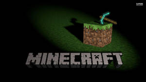 Minecraft Logo On Dark Green Field Wallpaper