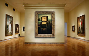 Minecraft Mona Lisa In Art Gallery Wallpaper