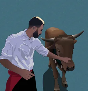 Minimal Art Man Ox Wallpaper