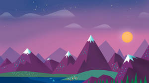 Minimal Purple Mountains Art Wallpaper