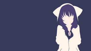 Minimalist Anime Girl With Kawaii Cat Hoodie Wallpaper