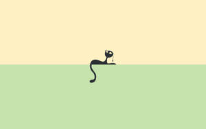 Minimalist Black Cat Hd Cartoon Wallpaper