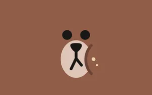 Minimalist Brown Bear Illustration Wallpaper