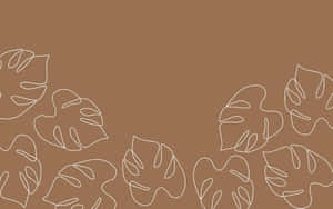 Minimalist Brown Monstera Leaves Background Wallpaper